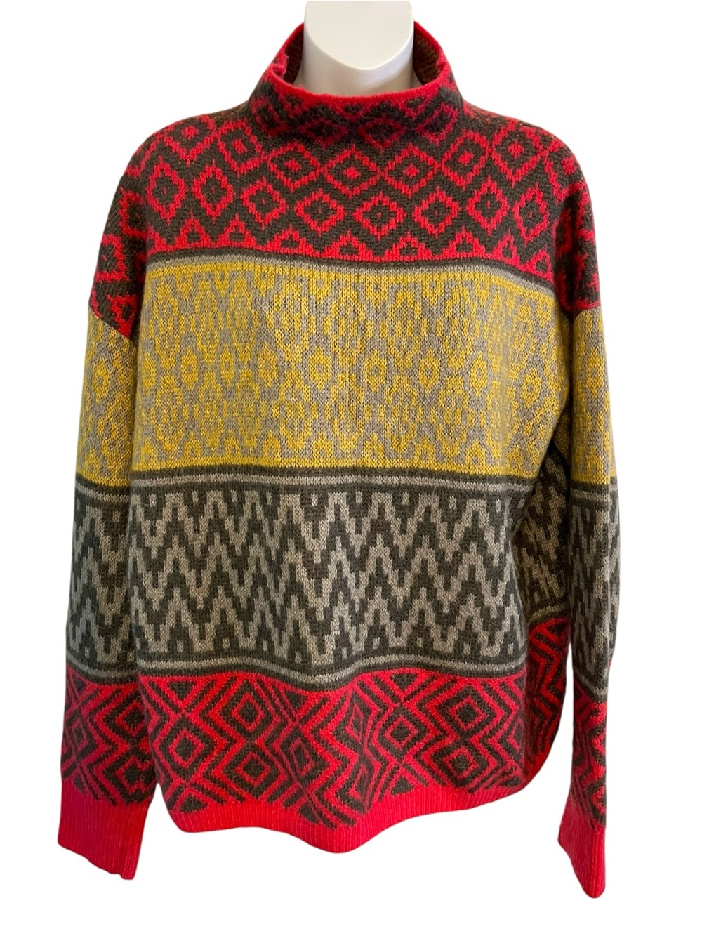 Artisan NY Maximalist Pattern Knit Mockneck Sweater